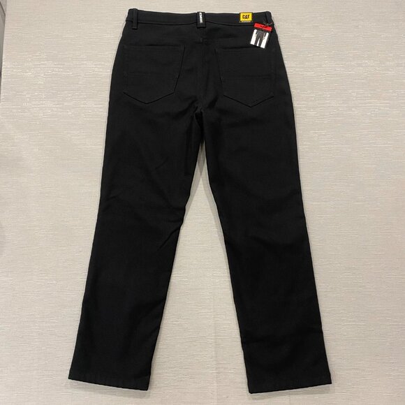 CAT Caterpillar Work Pants Mens 34 x 30 Black Canvas Fleece Lined Insulated - Picture 3 of 12